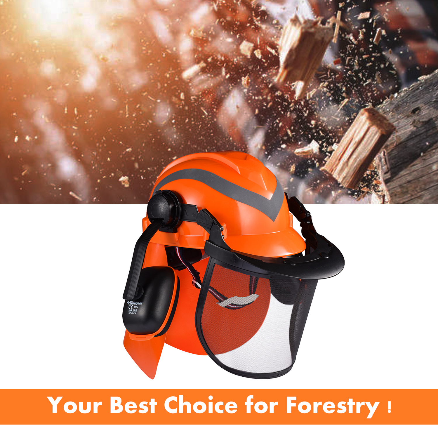 Casques forestiers Ready Stock avec écran facial M-5009 Orange