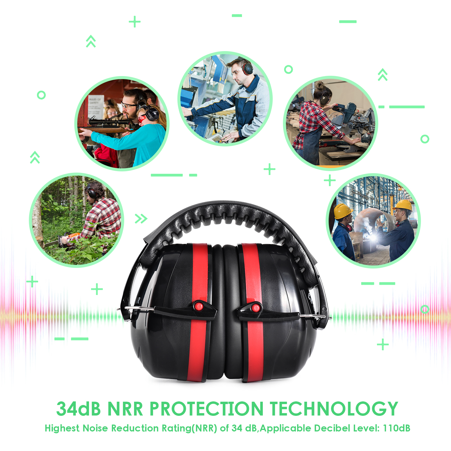 Cache-oreilles de protection ABS EM-5002B-RD