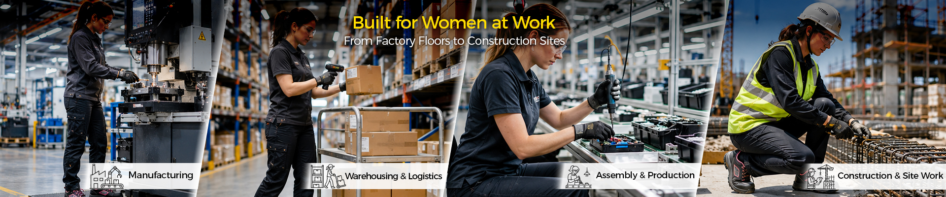 Women's Safety Footwear for Professional Workplaces Chaussures de sécurité pour femmes conçues avec un ajustement spécifique pour les usines, les entrepôts, la construction et les lieux de travail industriels