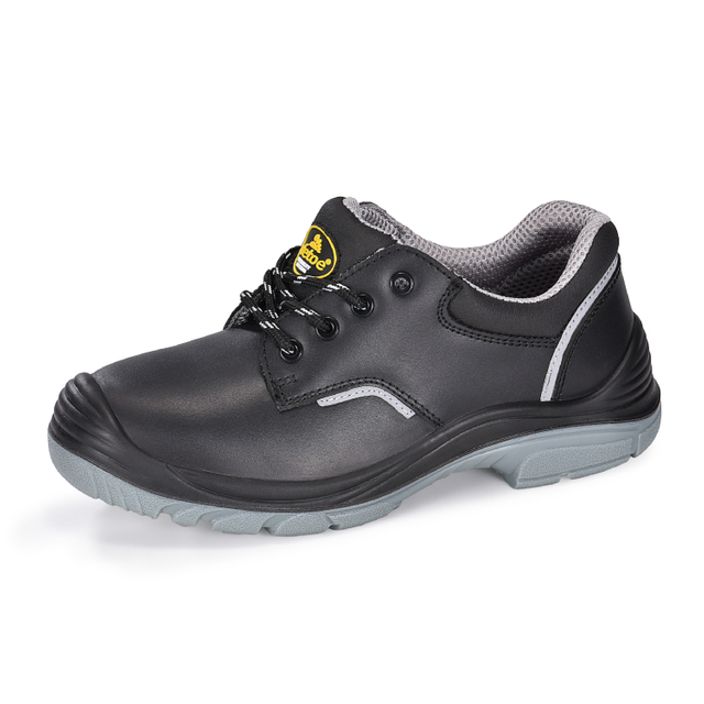 Chaussures de travail en cuir lisse S3 avec embout en acier et plaque de semelle intercalaire en acier L-7163 lisse