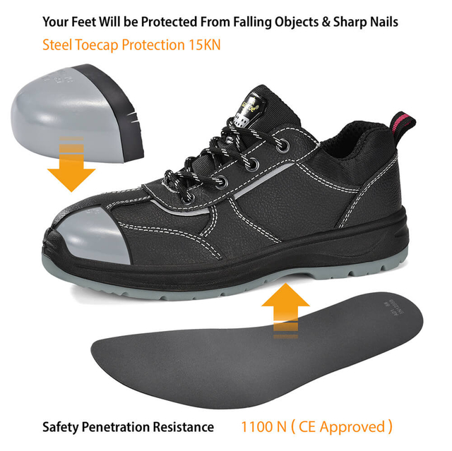 Chaussures de sécurité de travail antidérapantes à embout en acier pour femmes | L-7508W GraceGuard 