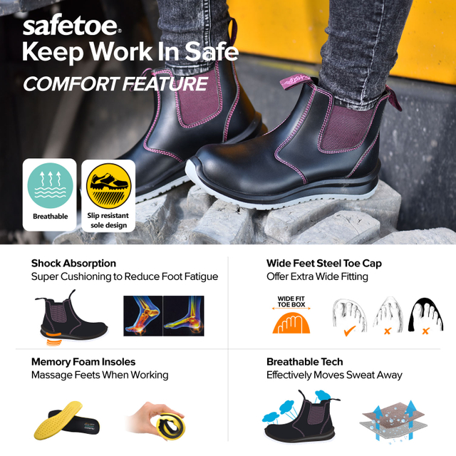 Safetoe Bottes de sécurité à enfiler Chelsea pour femmes | M-8025FM Lunawalk