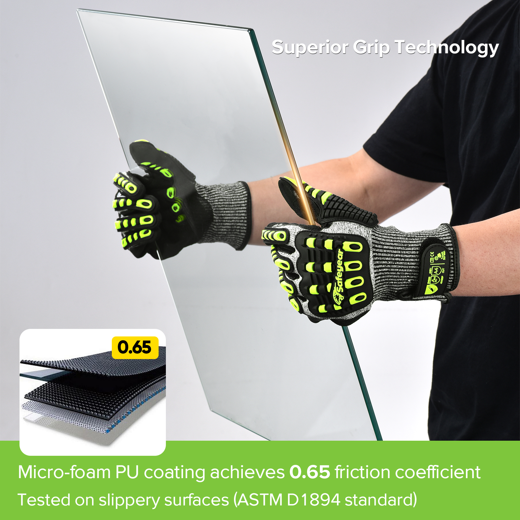 Gants de niveau de coupe HDPE Gants de protection TPR9004 vert