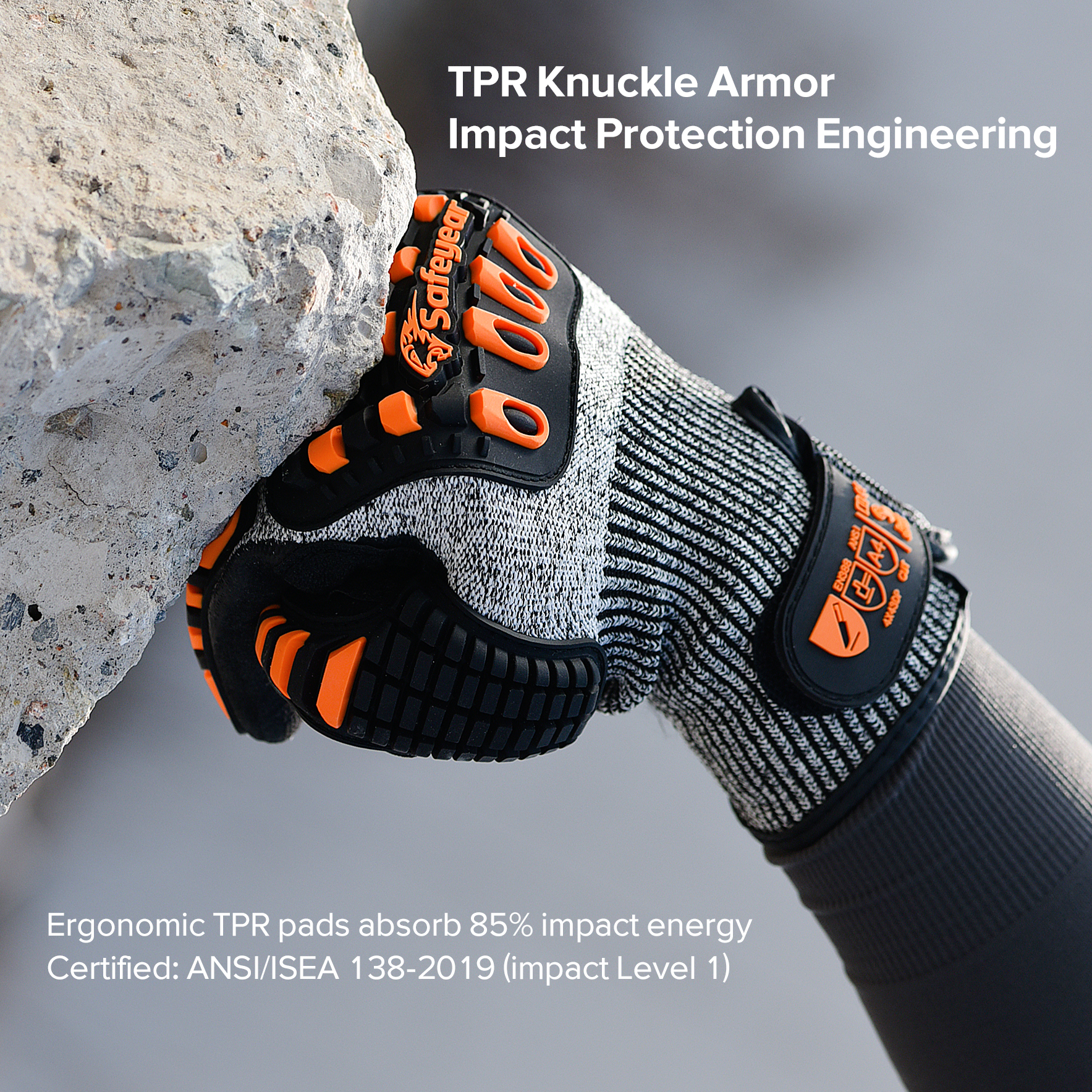 Gants de travail d'usine gants de travail mécaniques résistants tpr9004 orange