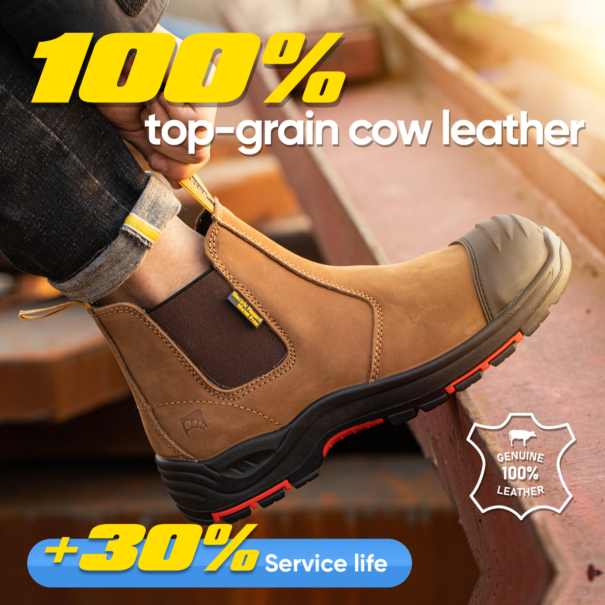 Bottes de sécurité de travail isolées en caoutchouc à isolation électrique à enfiler approuvées ASTM M-8025NB InstaGuard Chelsea