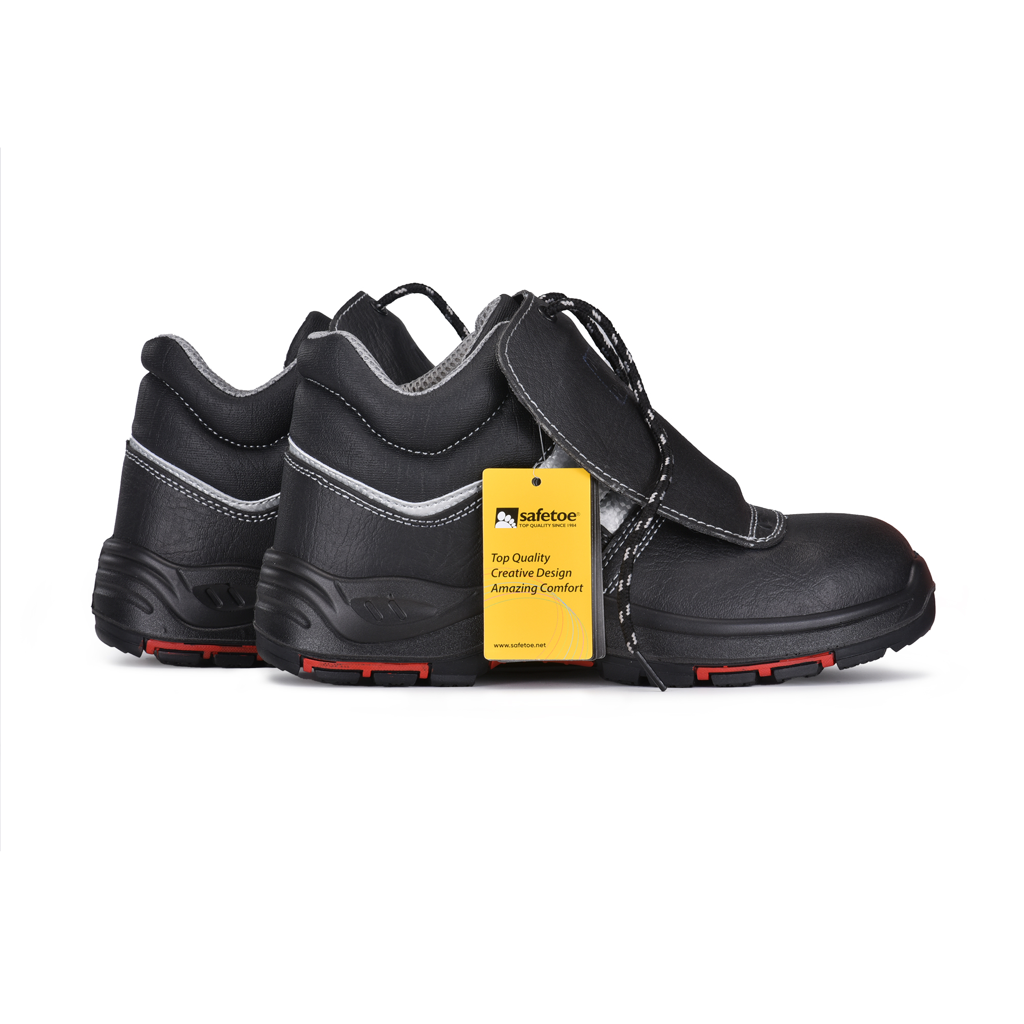 Bottes de travail de soudage pu caoutchouc noir site de travail bottes m-8027pr