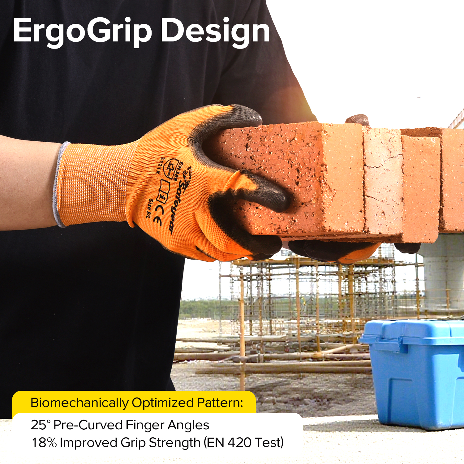 Gants de travail lourds en revêtement PN PN8003 orange