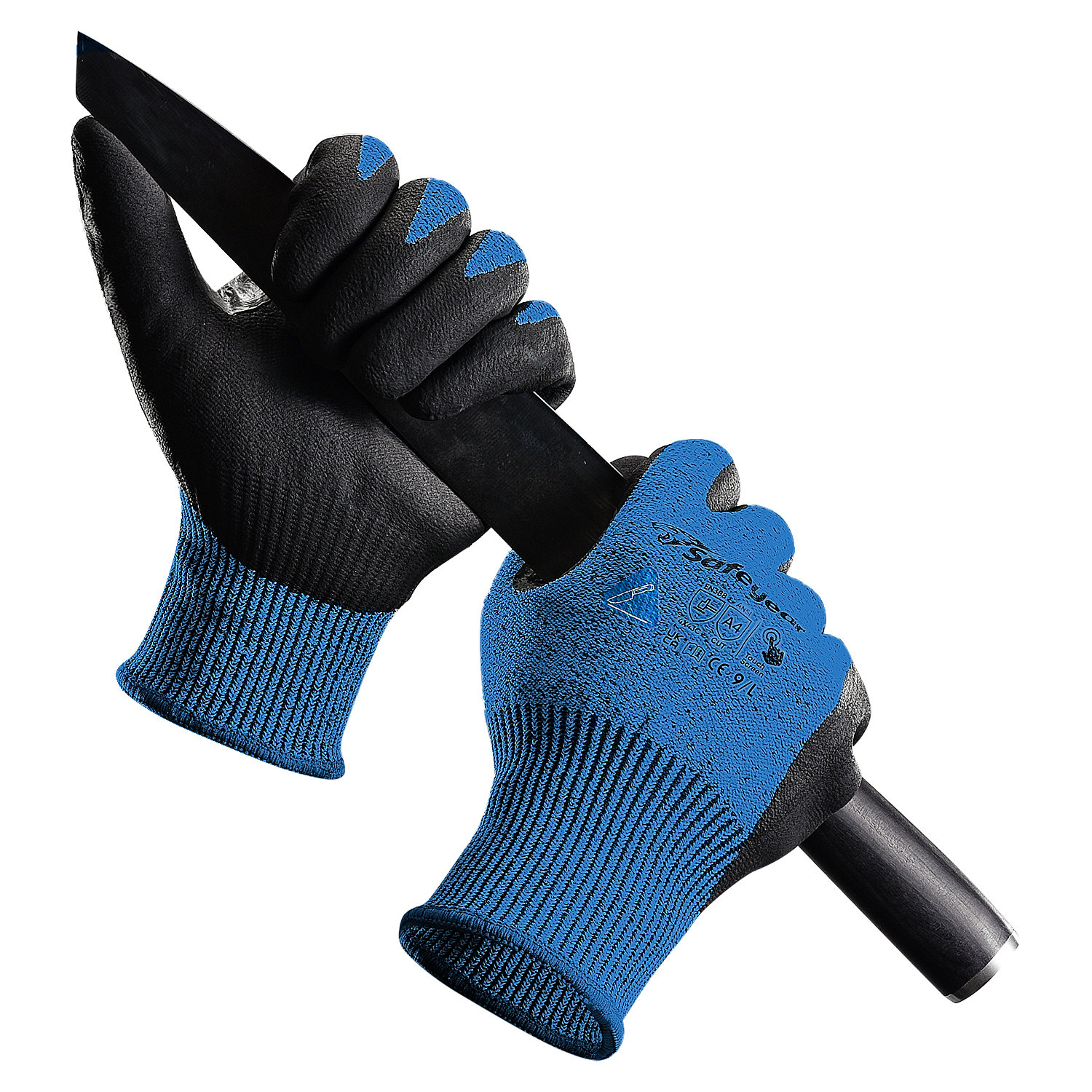 Gants de travail de construction gants de travail de sécurité résistants aux coupures PD8045 bleu