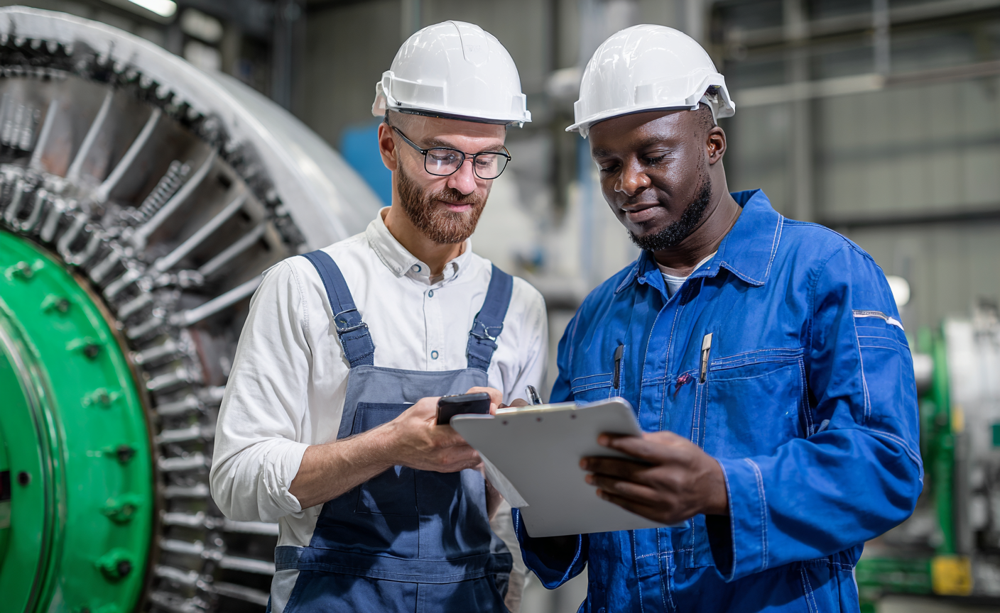 jay081480_77365_two_engineers_wearing_white_safety_helmets_and__cdc9d2b3-022c-4471-a00f-67fb100986ce