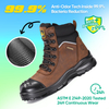 AS 2210.3 Bottes de travail minières imperméables certifiées à bout en acier avec fermeture éclair latérale M-8577 marron