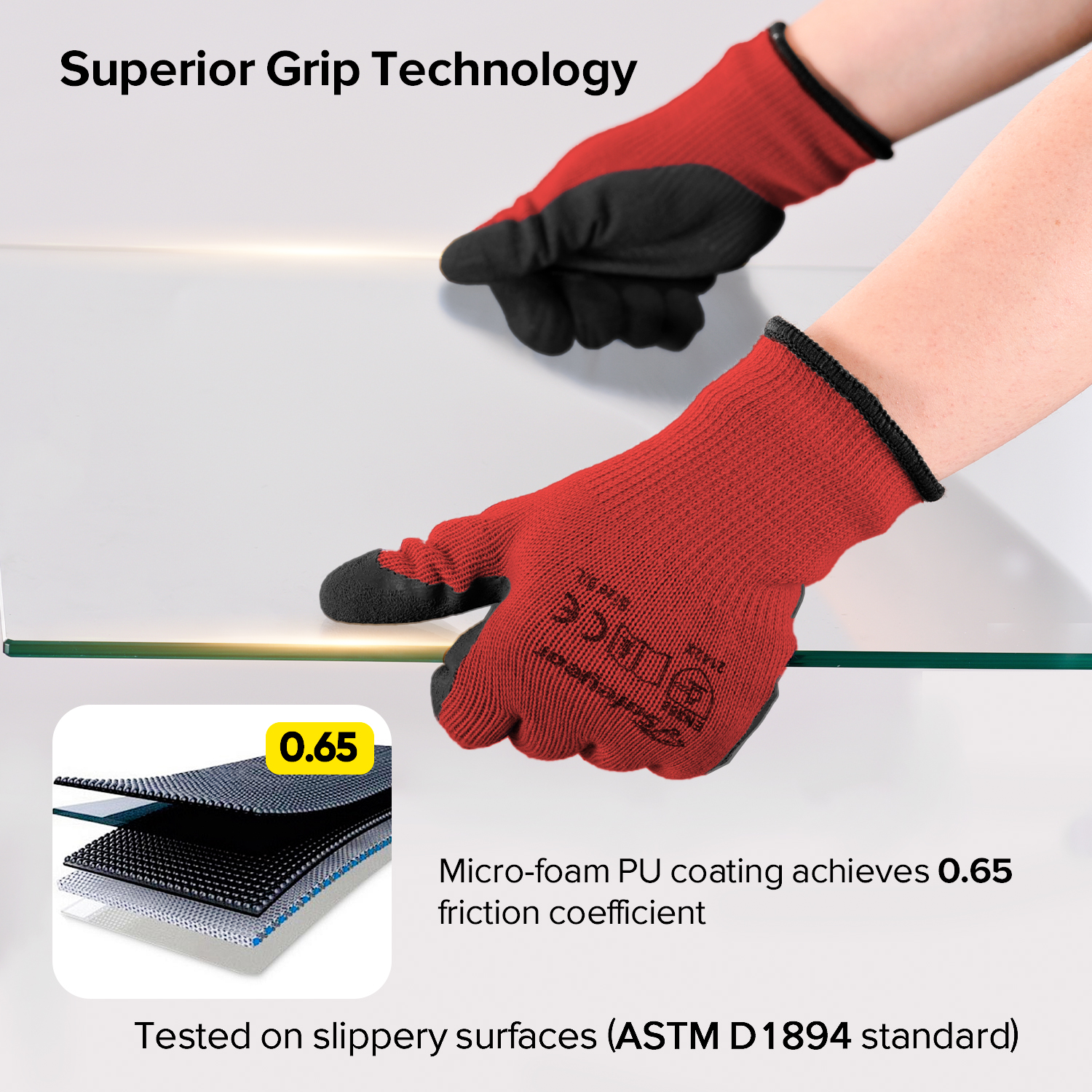 Gants de travail de sécurité enduits de latex LY-3013 Grip Guarder Rouge