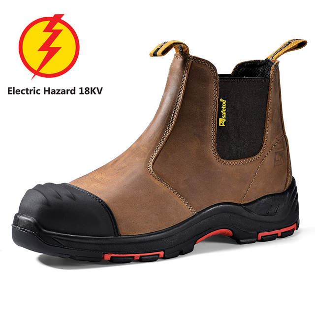 Glissez sur les bottes de sécurité de travail isolées par embout en acier en caoutchouc d'isolation électrique