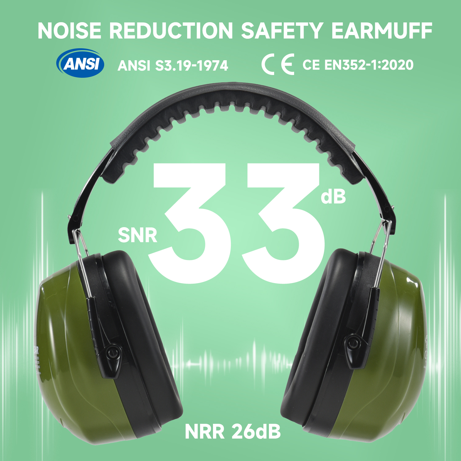 Muffs d'oreille protecteurs ABS Prêt Abs EM-5002 Green