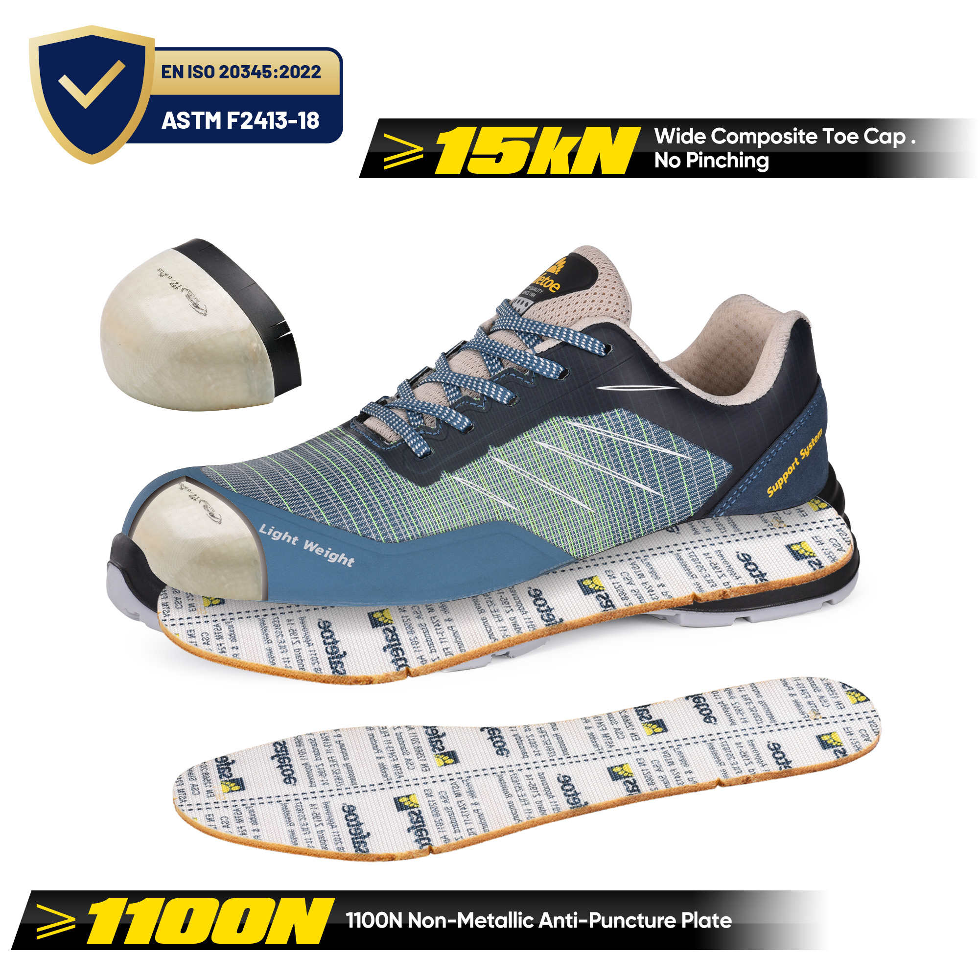 Sneakers de sécurité Les chaussures pour hommes travaillent légèrement respirant L-7572