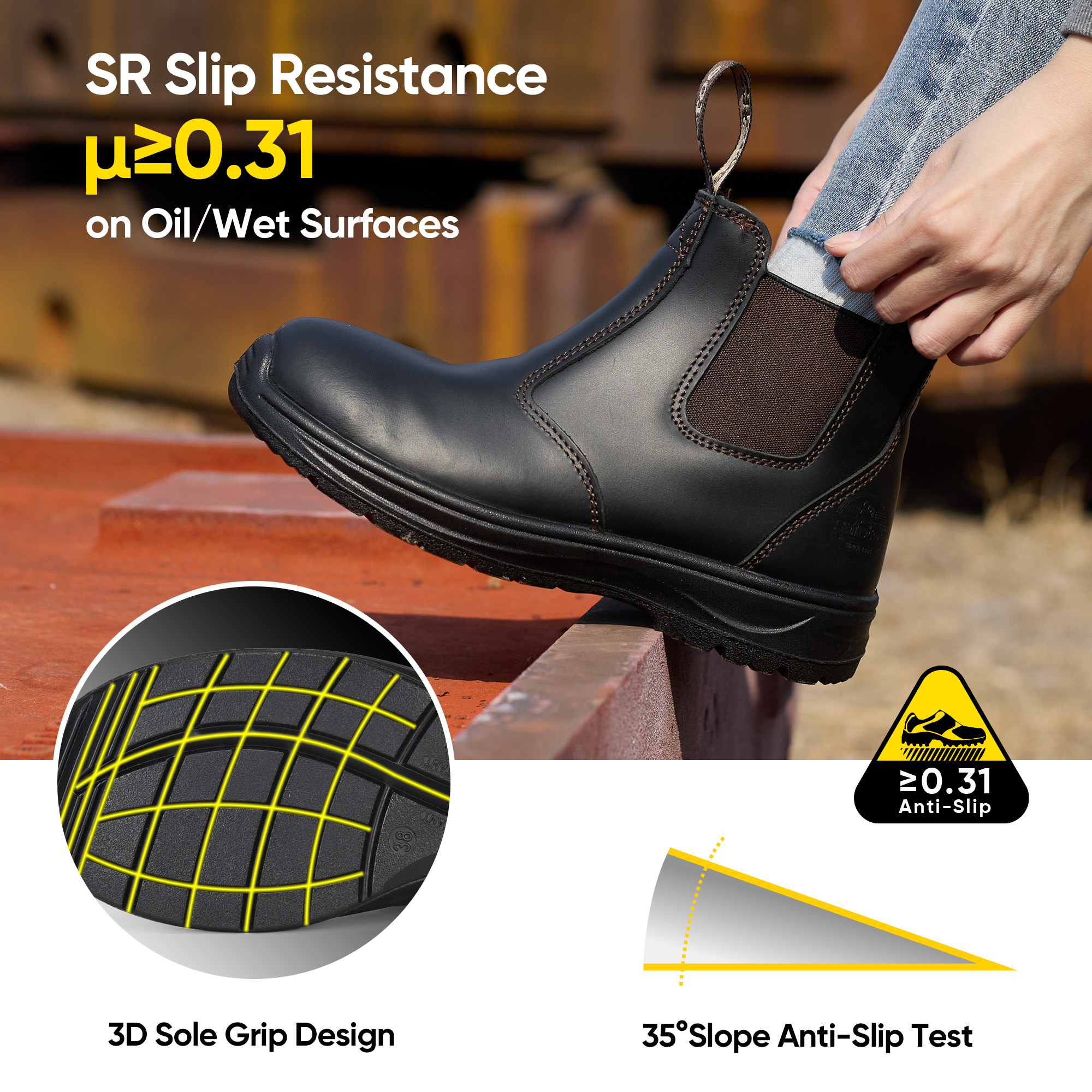 Chaussures de travail sans glissement pour femmes meilleures orteils en acier traction sur les bottes de travail des femmes M-8025W