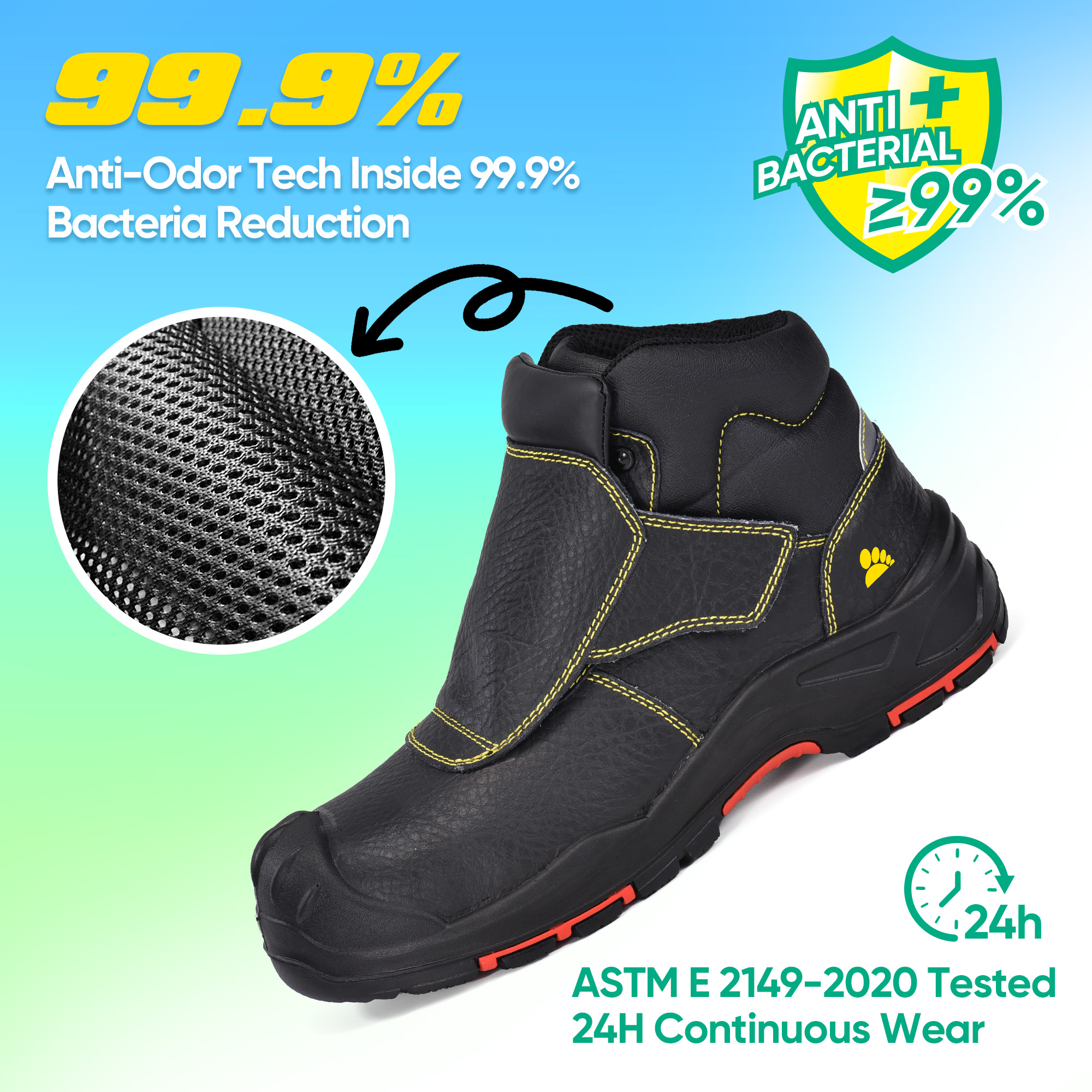 Vortigard ™ non métallique Composite Toecap Safety Work Boths Souding Boots pour les travailleurs du soudeur M-8387