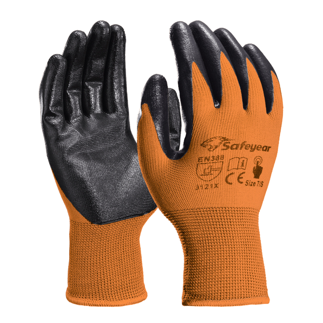 Gants de travail de sécurité enduits de nitrile N1552 Orange