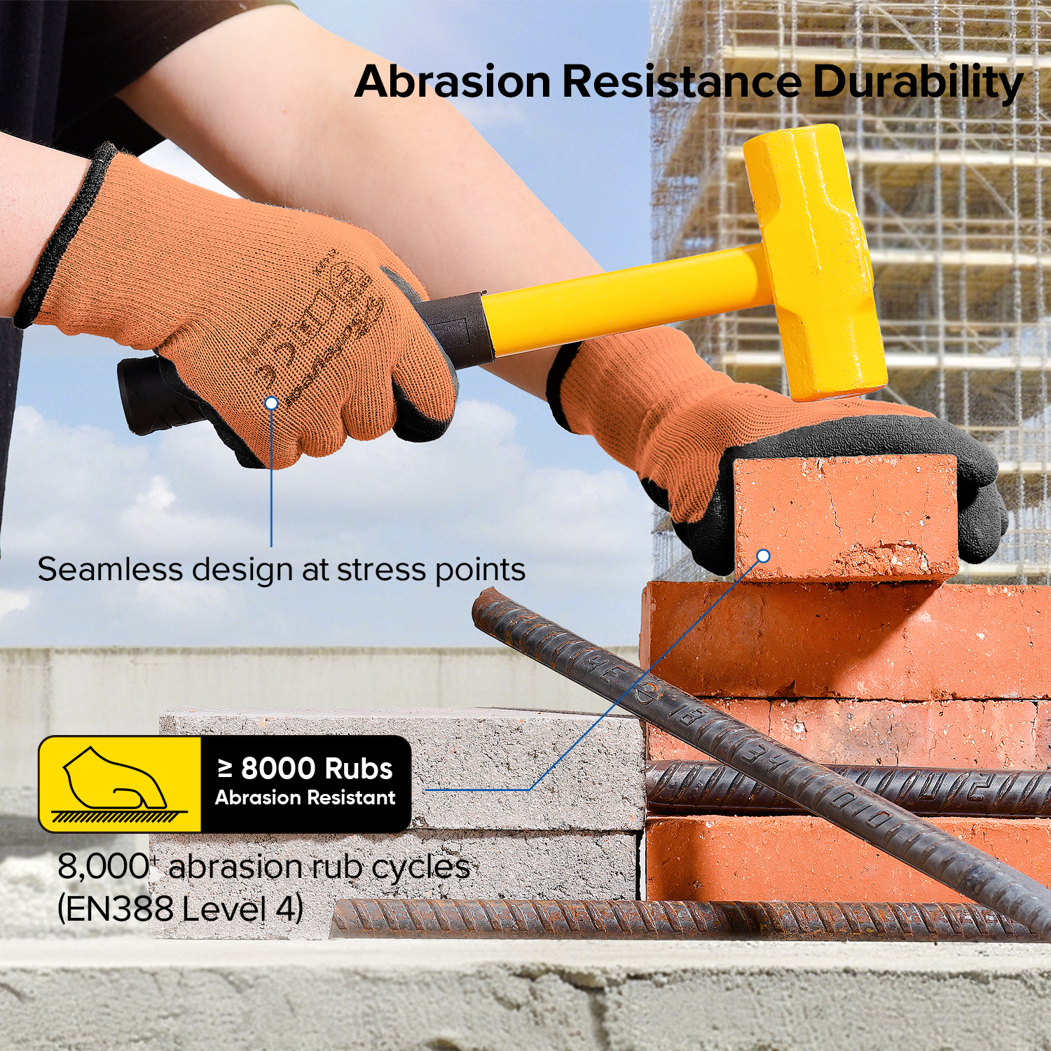 Gants de travail de sécurité enduits de latex LY-3013 Orange