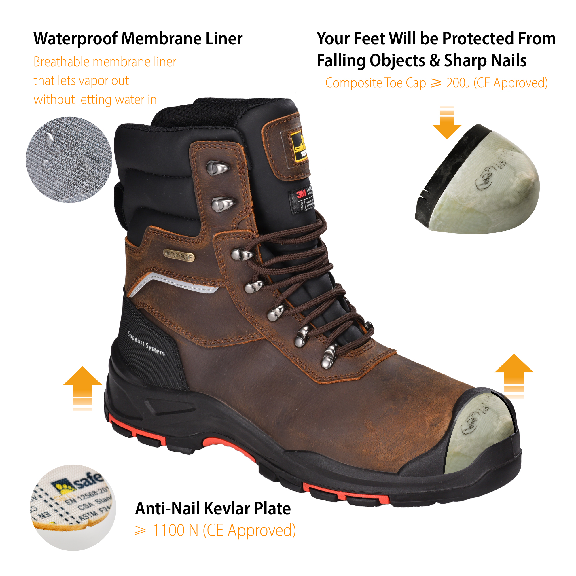 H-9552 Boots de travail des orteils composites 