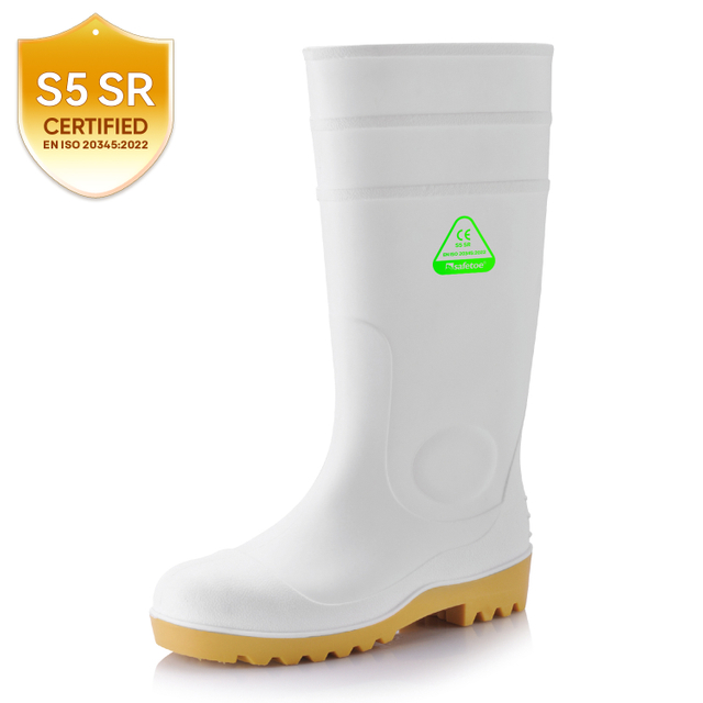 Bottes de pluie Wellington en PVC pour le nettoyage et les environnements industriels humides W-6037 Blanc AquaPioneer