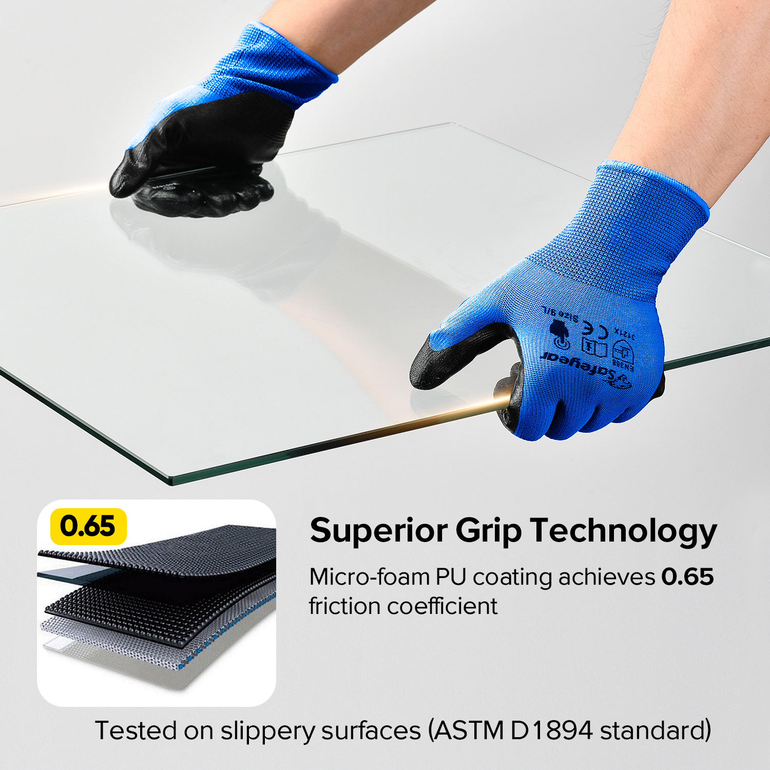 EN 388 3121X Gants de sécurité pour l'assemblage et la manutention en entrepôt N1552 Guarder Max Bleu