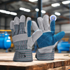 Gant anti-coupure avec paume en cuir de vache Gants d'impact FL-1015 Bleu