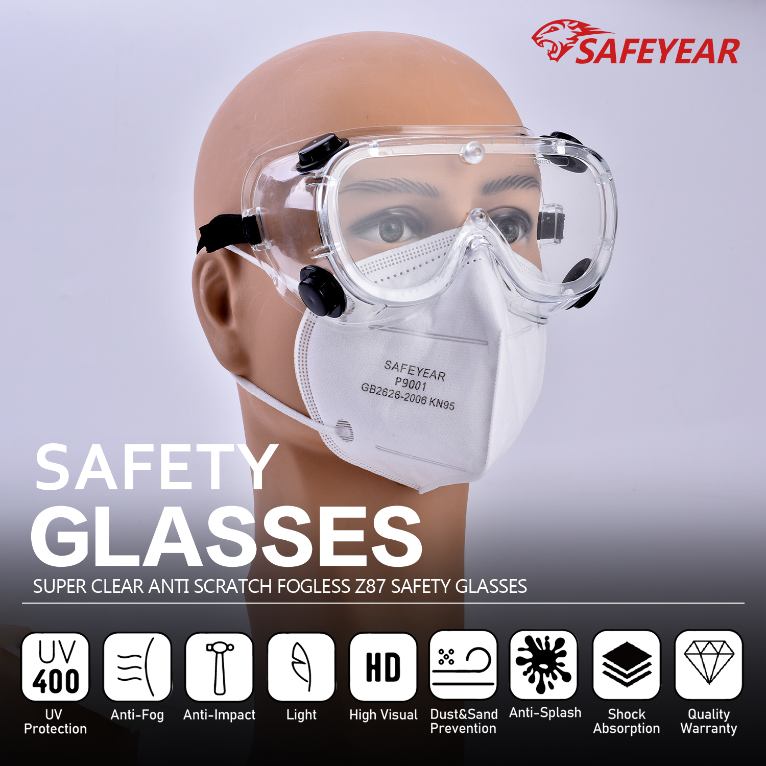 Ready Stock Clear Safety Googles SG032