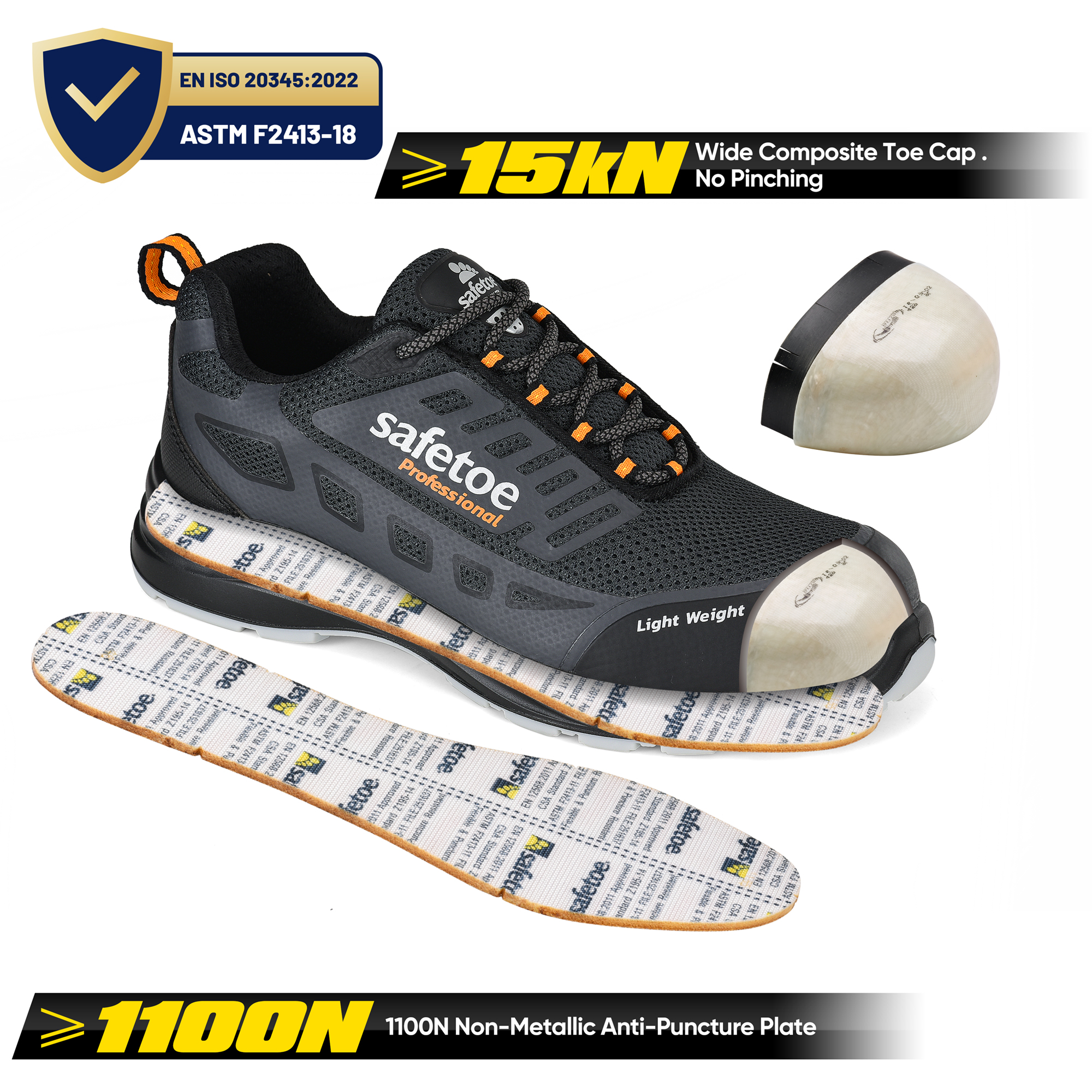 Chaussure de travail respirante Élargissement de chaussures de sécurité Constructeurs Warehouse L-7571