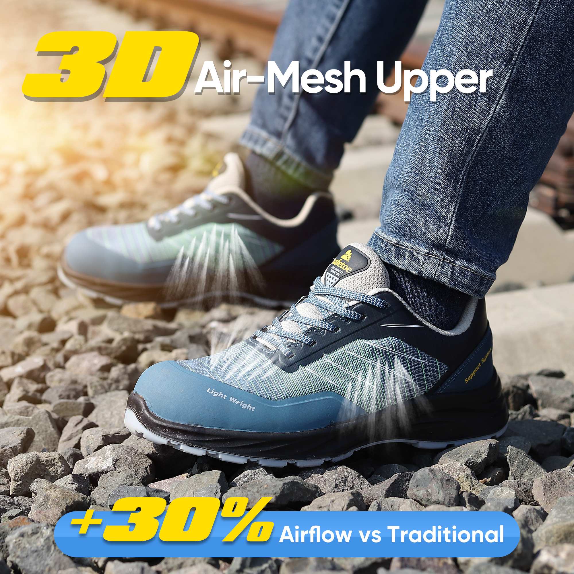 Sneakers de sécurité Les chaussures pour hommes travaillent légèrement respirant L-7572