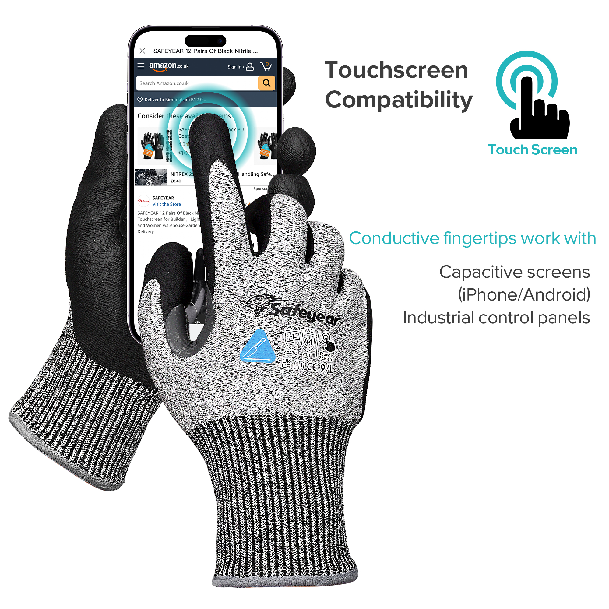 Gants de travail de construction gants de sécurité résistants aux coupes pd8045 noir
