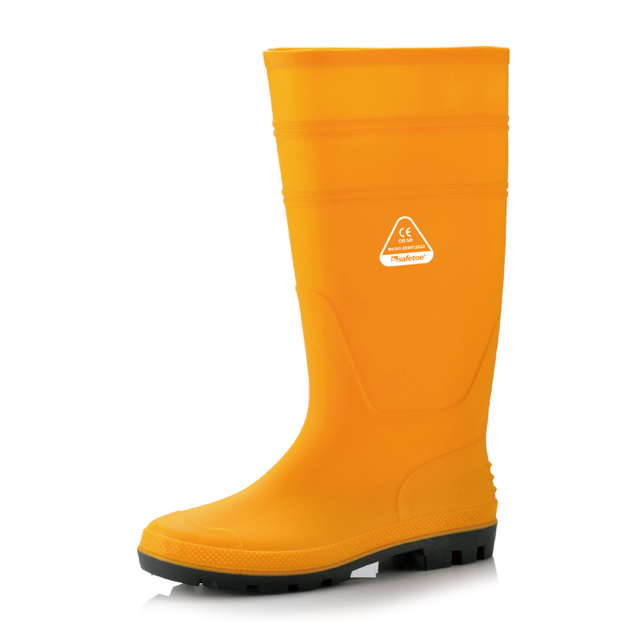 Bottes de pluie professionnelles – Bottes de pluie imperméables en PVC pour usage extérieur et nettoyage Jaune