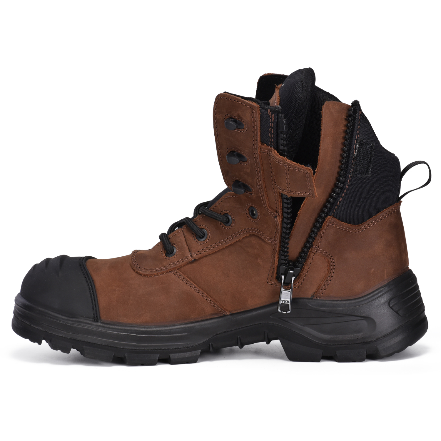 Conception de zip de haute qualité Nubuck Cow Leatther Construction Boots de travail M-8578 Brown