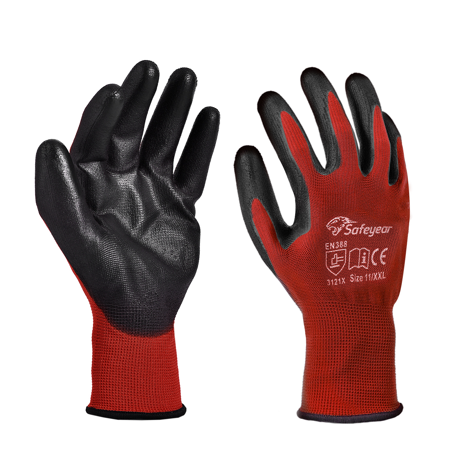 Gants de travail robustes enduits de PU PN8003 Rouge