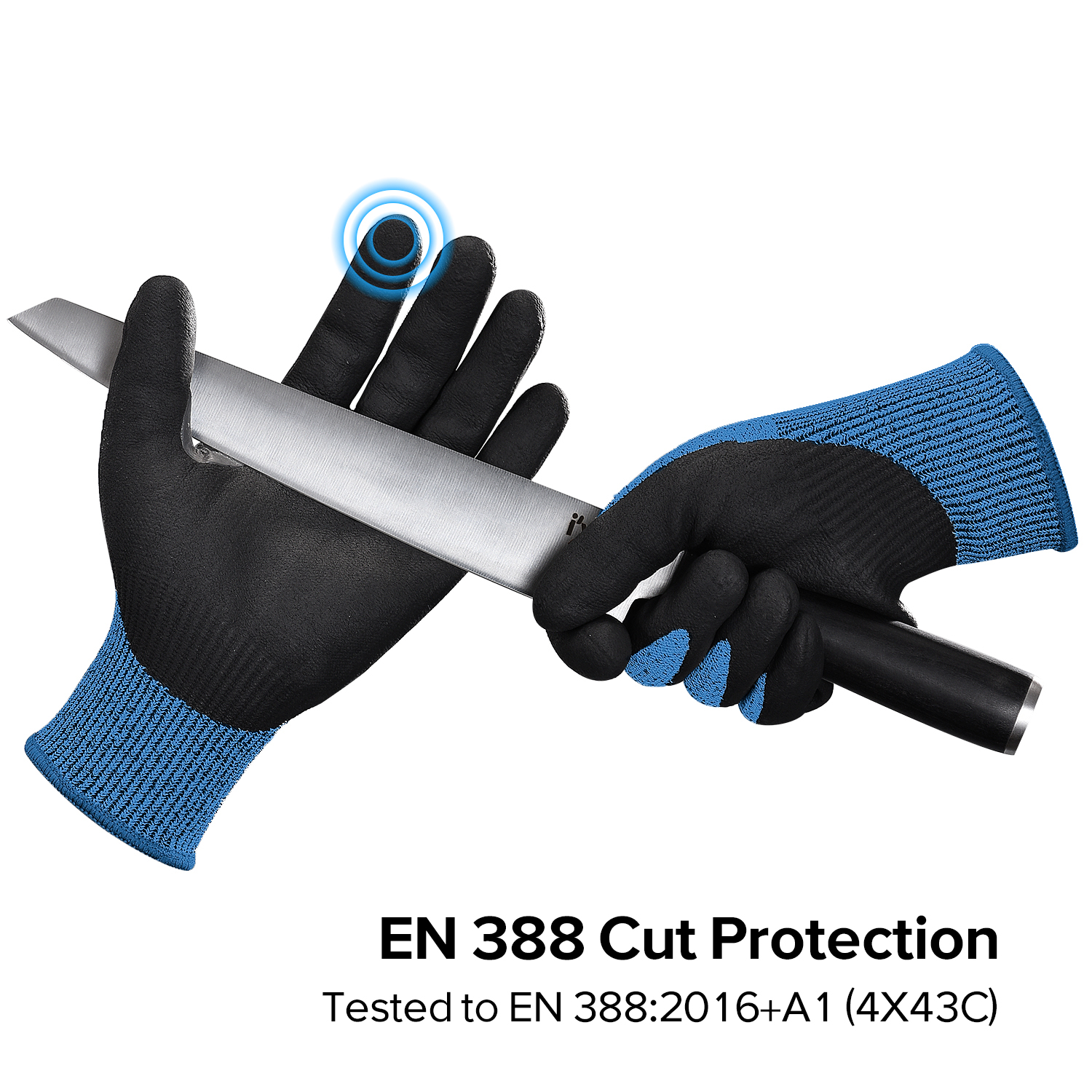 Gants de travail de construction gants de travail de sécurité résistants aux coupures PD8045 bleu