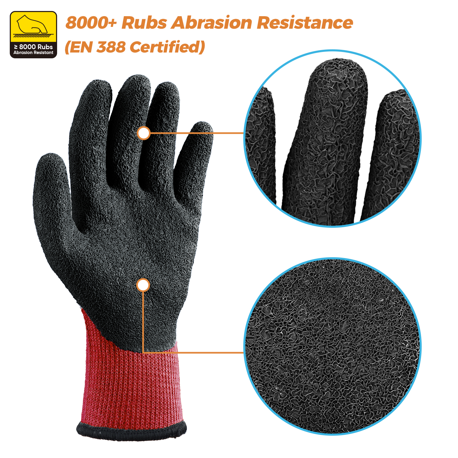 Gants de travail de sécurité enduits de latex LY-3013 Grip Guarder Rouge