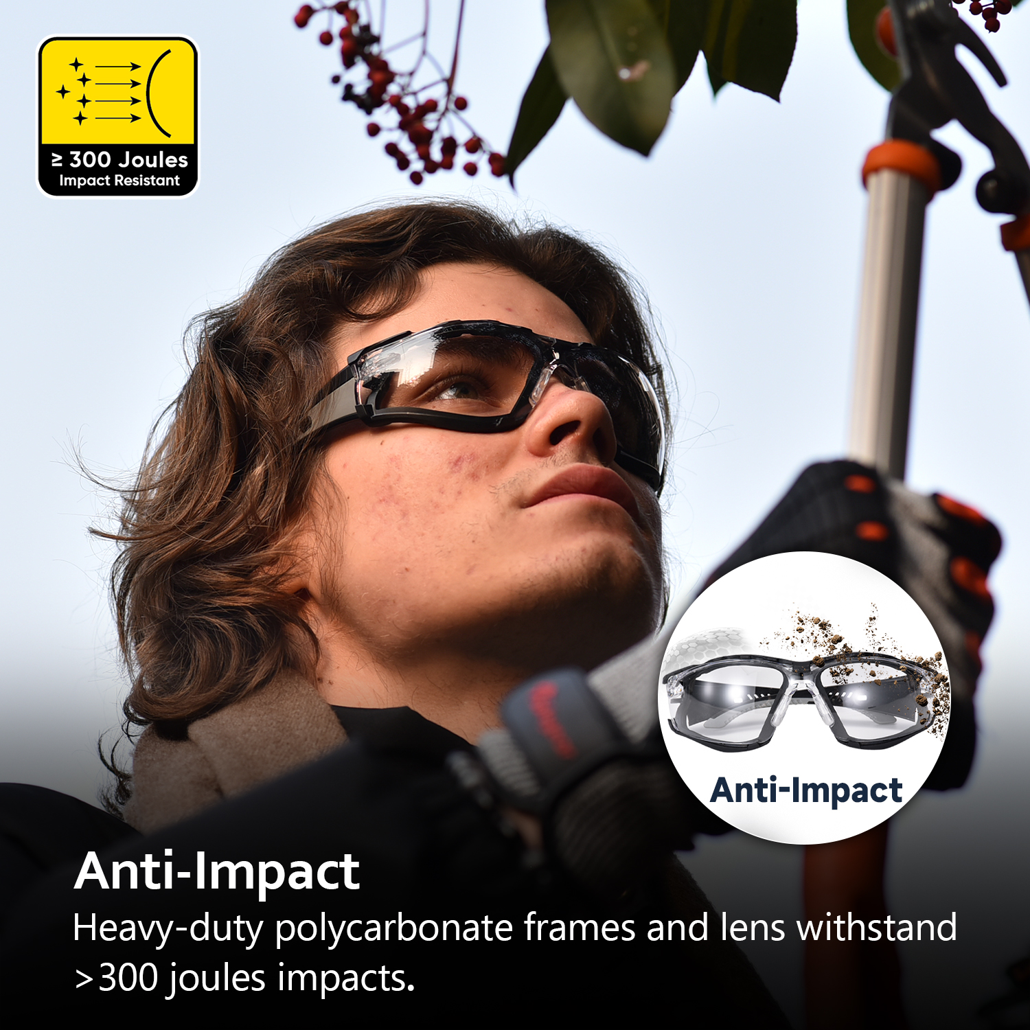 Lunettes de sécurité antibuée doublées de mousse pour les chantiers poussiéreux | ANSI Z87.1 et EN166 SG037 Gris