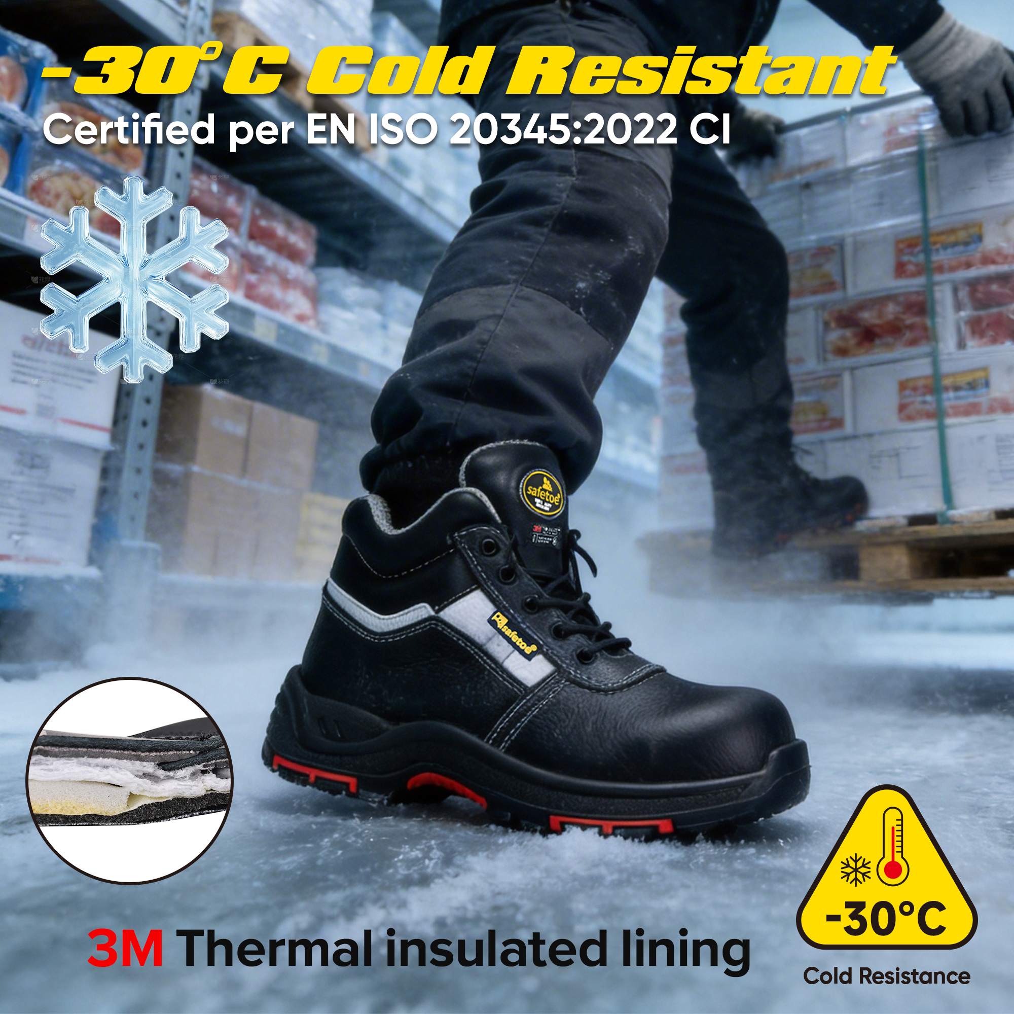 Safetoe Bottes de sécurité isolées pour entrepôt frigorifique M-8027PR ColdGuarder