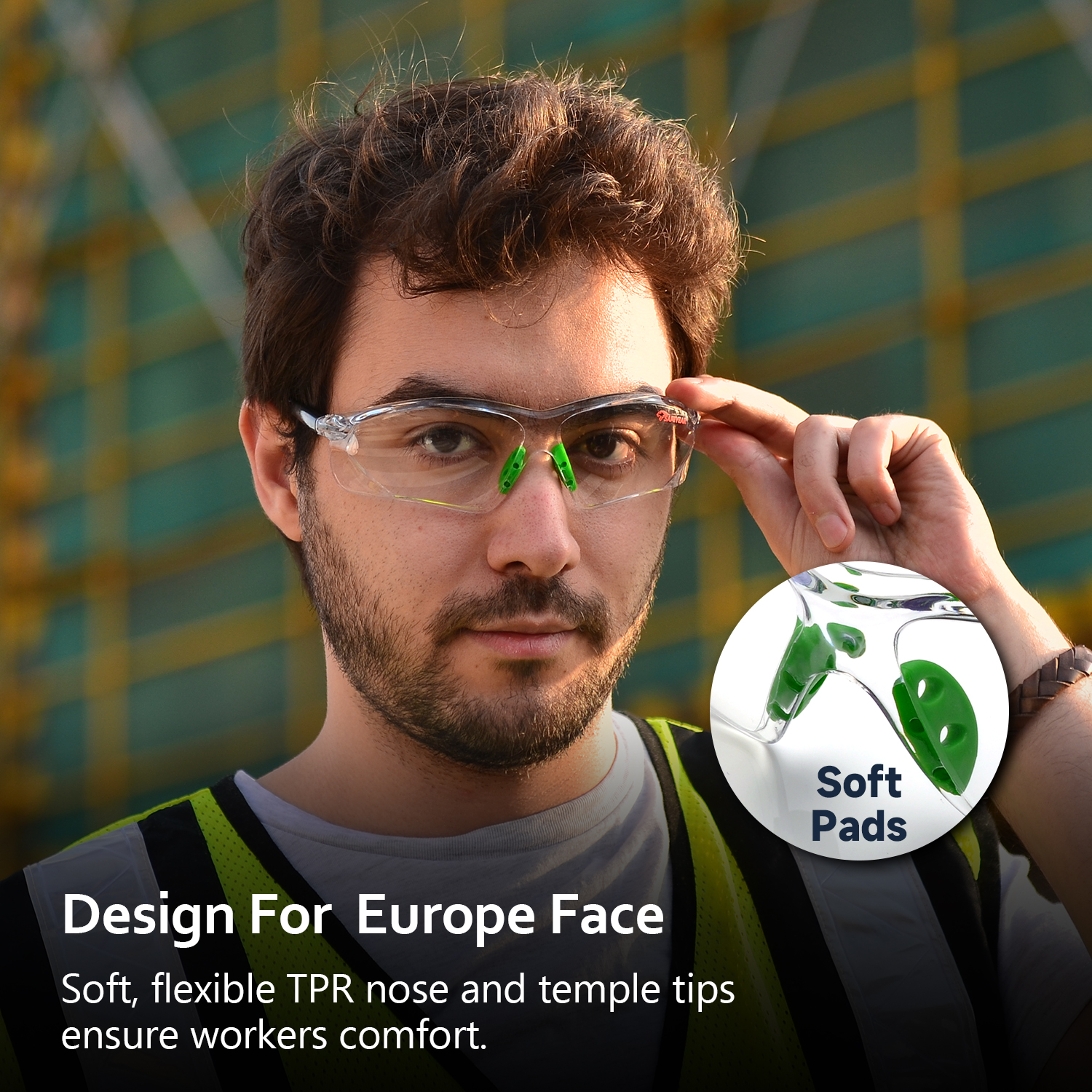 Ready Stock Lunettes de sécurité antibuée anti-rayures ANSI Z87.1 CE EN166 SG003 Vert