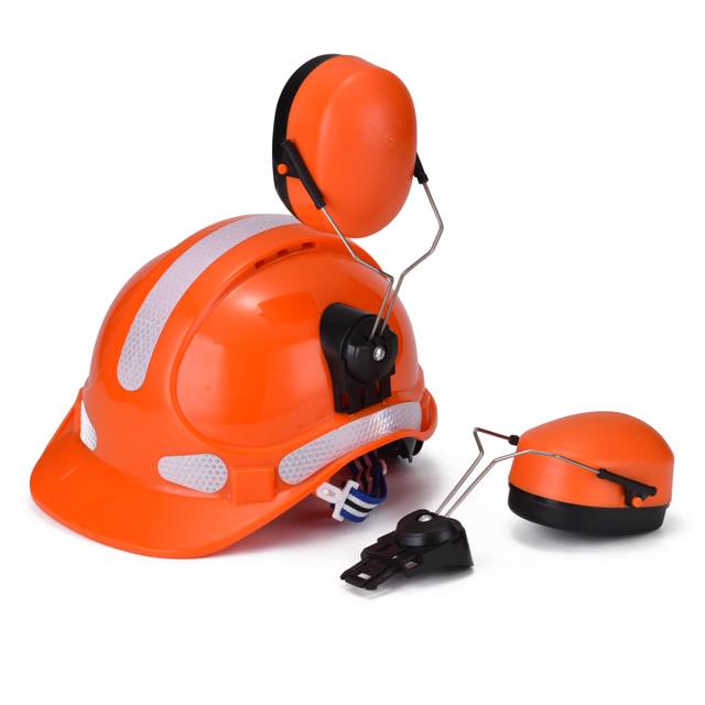  Fabrication Earmluffs Construction Casque de sécurité ABS CE Casques de sécurité approuvés W-018 Orange