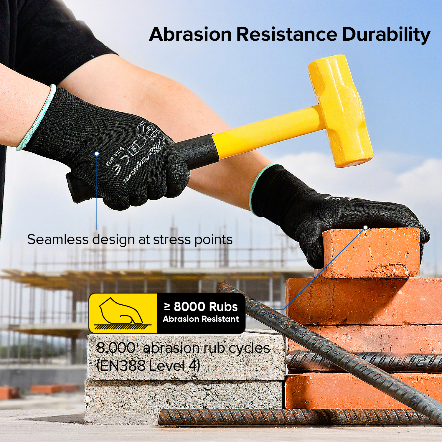Gants de travail de sécurité PU PN8003 