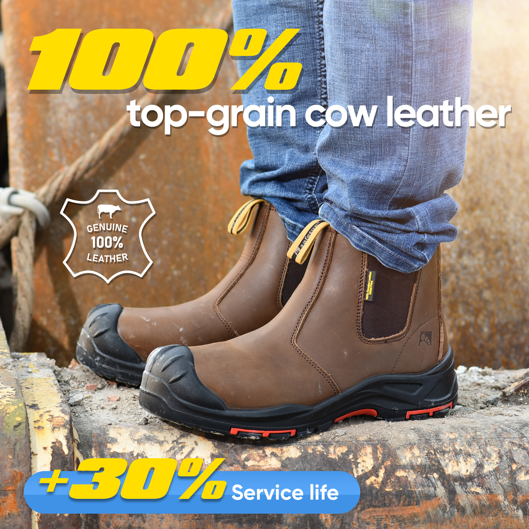 Bottes de revendeur en cuir à bout composite et à enfiler M-8025NBO