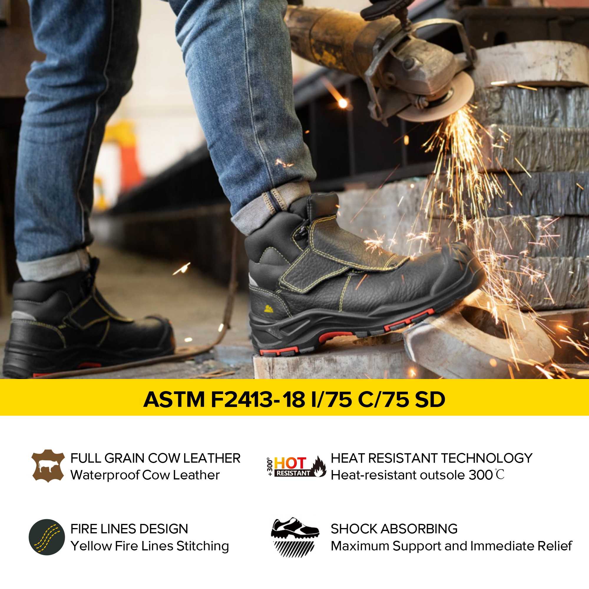 Bottes de soudage de travail de sécurité durables pour les travailleurs soudeurs M-8387