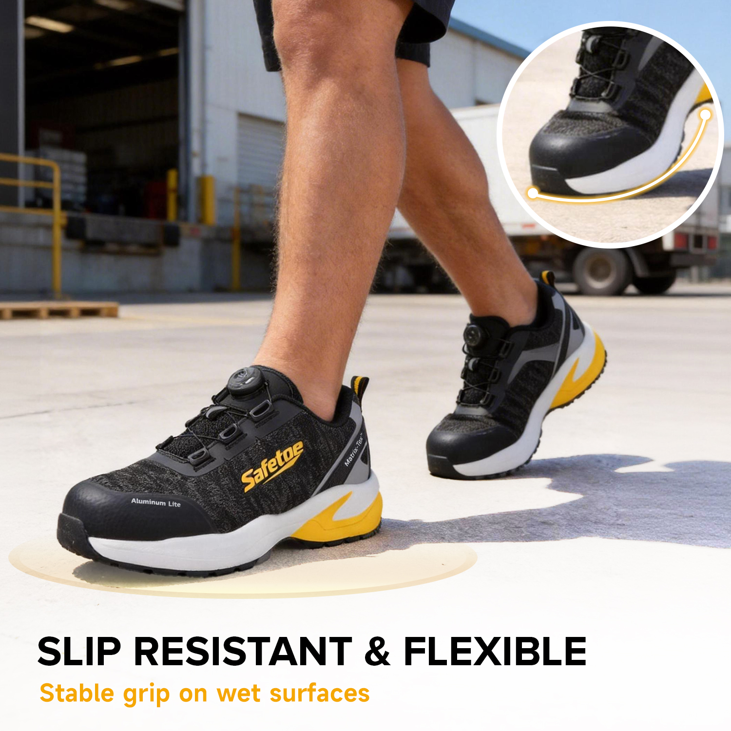 Chaussures de sécurité de travail d'été à bout en aluminium antidérapantes pour les travailleurs de la logistique L-7609 jaune