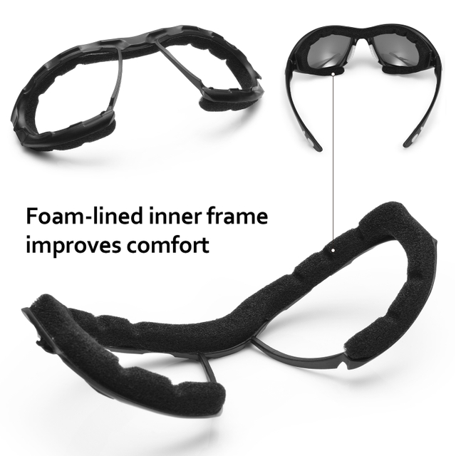 Lunettes de sécurité antibuée ultra confortables avec mousse intérieure rembourrée | ANSI Z87.1 et EN166 SG002 Noir