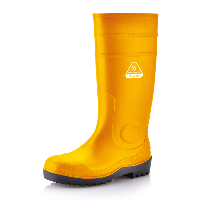 Bottes de pluie à orteils en acier lourd W-6037 Jaune