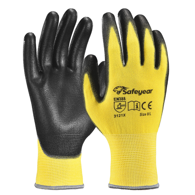 Gants de travail lourds en revêtement PU PN8003 Jaune