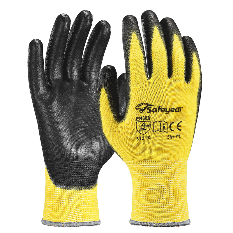Gants de travail lourds en revêtement PU PN8003 Jaune