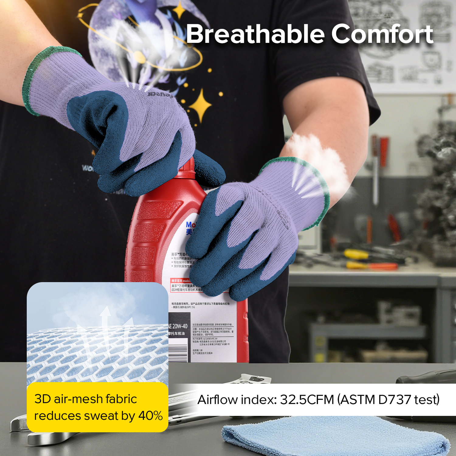 Gants de travail de sécurité enduits de latex LY-3013 Violet