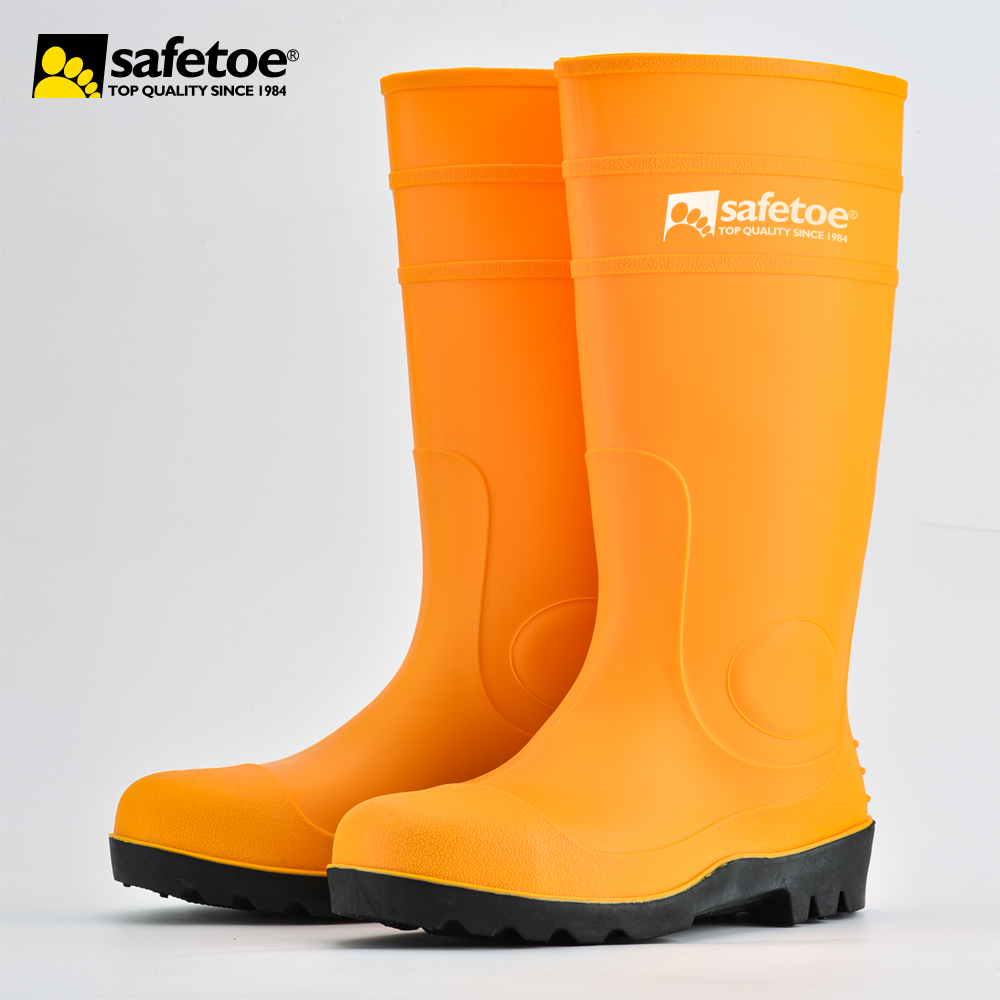 Bottes de pluie robustes à bout en acier W-6037 jaune