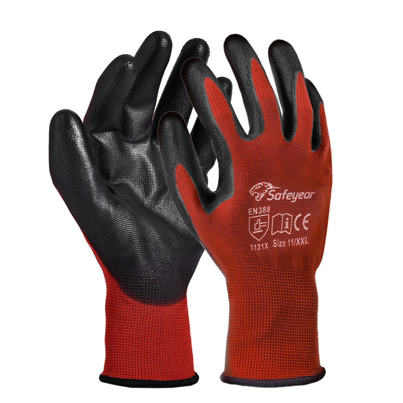 Gants de travail robustes enduits de PU PN8003 Rouge